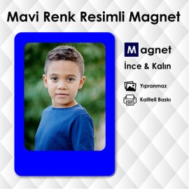 Mavi Renk Fotoğraflı Magnet Yaptırma