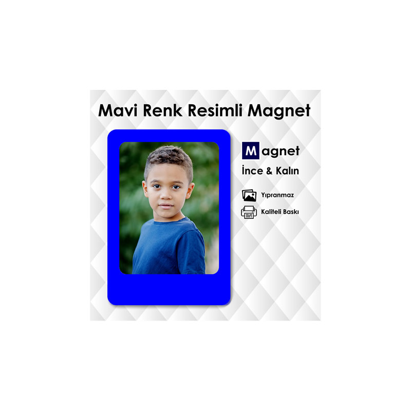 Mavi Renk Fotoğraflı Magnet Yaptırma