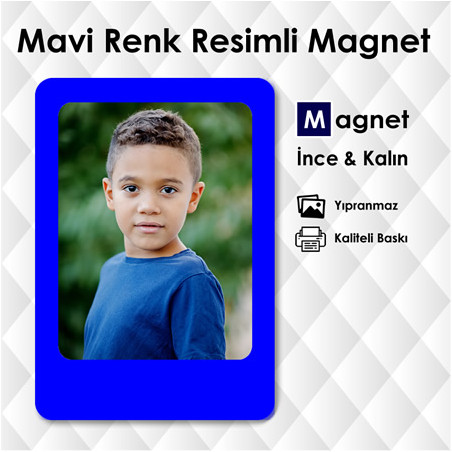 Mavi Renk Fotoğraflı Magnet Yaptırma