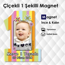 1 Şeklinde Renkli 1 Yaş Magneti