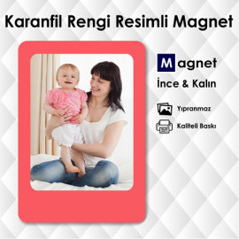 Karanfil Rengi Fotoğraflı Magnet Buzdolabı Süsleri