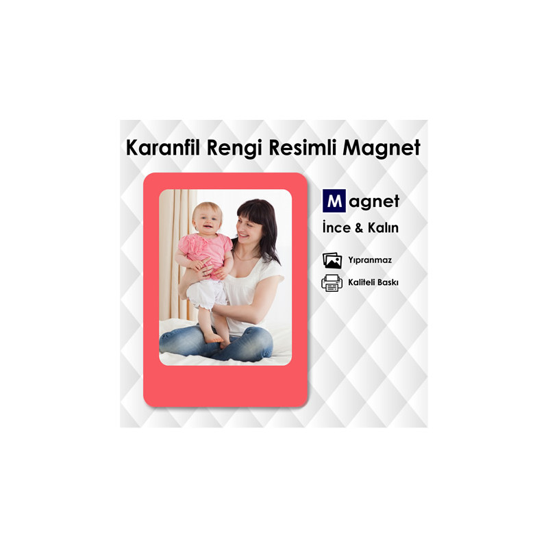 Karanfil Rengi Fotoğraflı Magnet Buzdolabı Süsleri