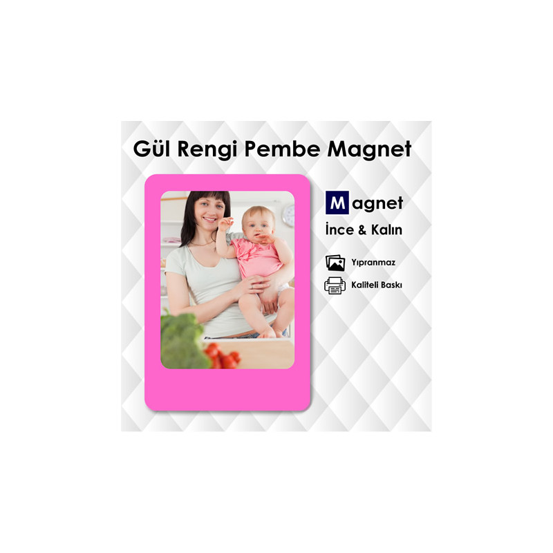 Gül Rengi Pembe Buzdolabı Süsü Resimli Magnet