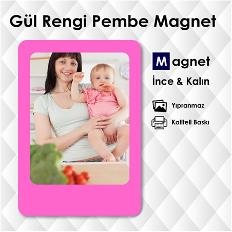 Gül Rengi Pembe Buzdolabı Süsü Resimli Magnet