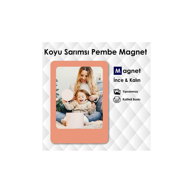 Koyu Sarımsı Pembe Buzdolabı Süsleri İsimli Magnet
