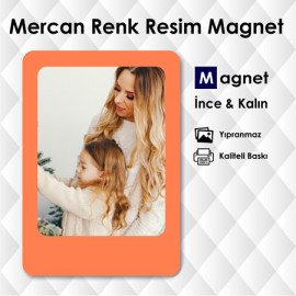 Mercan Renk Resimli Dolap Süsü Magnetleri