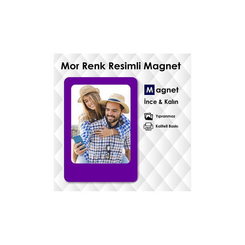 Mor Renk Fotoğraflı Magnet Modeli