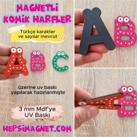 Mıknatıslı Komik Ahşap Harfler
