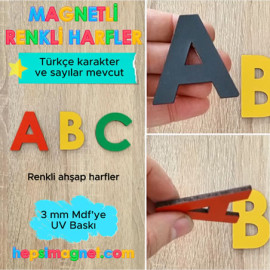 Magnetli Renkli Ahşap Harfler