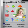12 Adet Magnetli Ahşap Balık Objeler