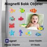 12 Adet Magnetli Ahşap Balık Objeler
