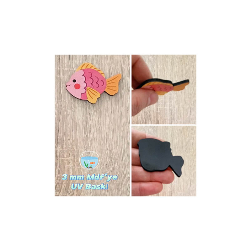 Pembe Balık Figürü Ahşap Magnet