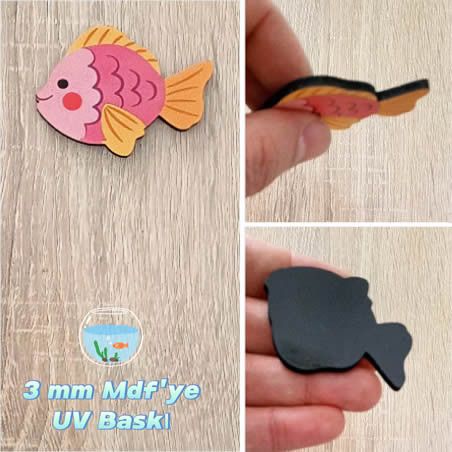 Pembe Balık Figürü Ahşap Magnet