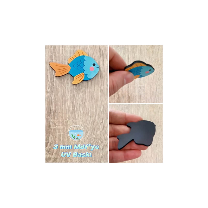 Mavi Balık Figürü Ahşap Magnet