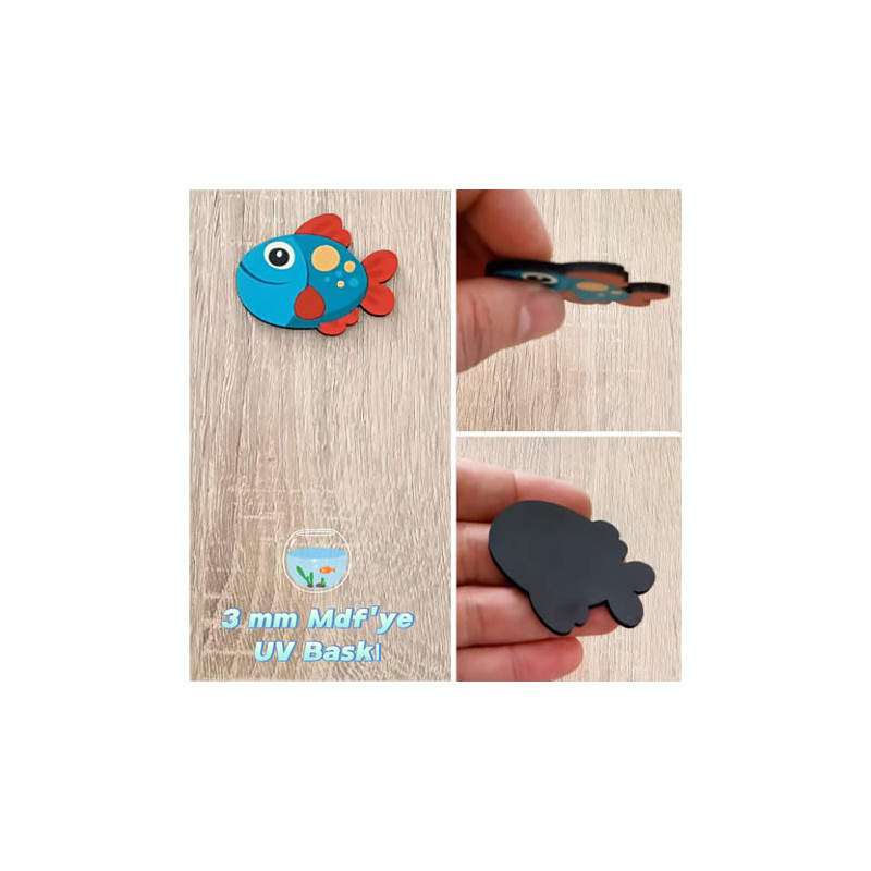 Sevimli Balık Figürü Ahşap Magnet
