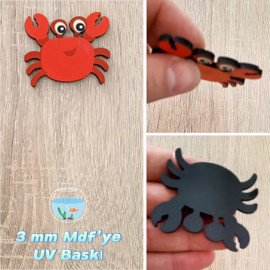 Yengeç Figürü Ahşap Magnet