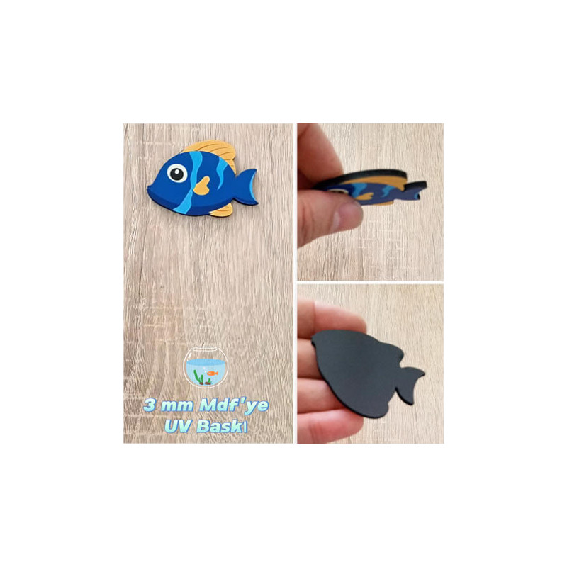 Tropikal Balık Ahşap Magnet