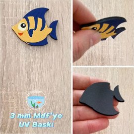 Tropikal Sarı Balık Ahşap Magnet