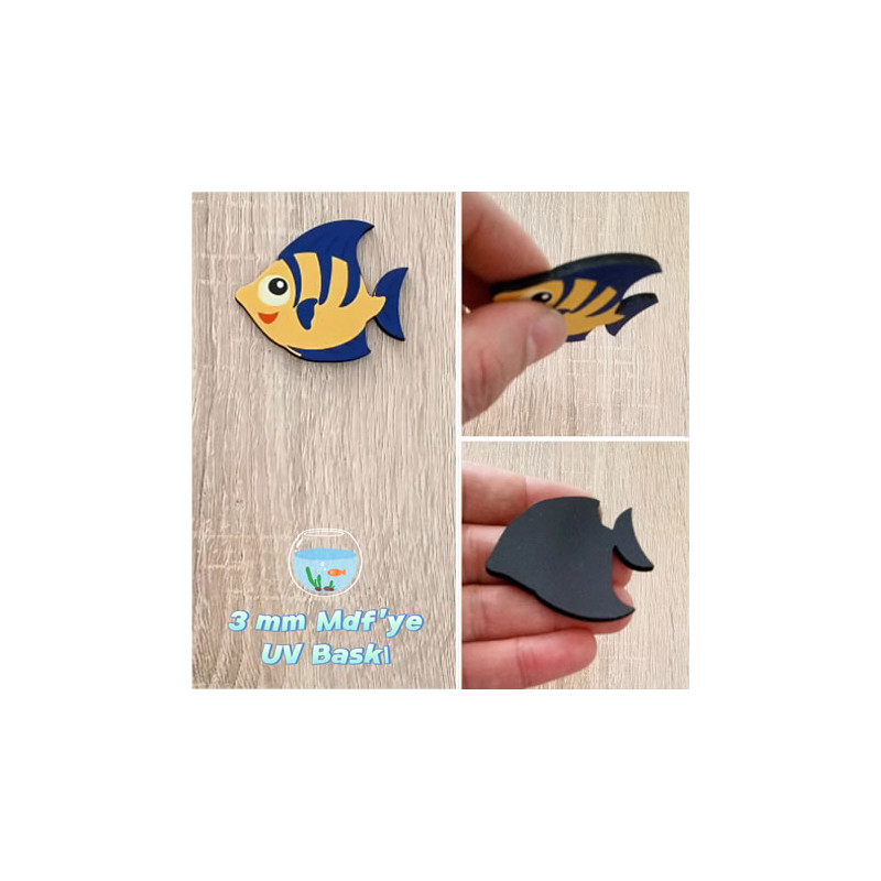 Tropikal Sarı Balık Ahşap Magnet