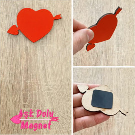 Oklu Kalp Şekilli Ahşap Magnet