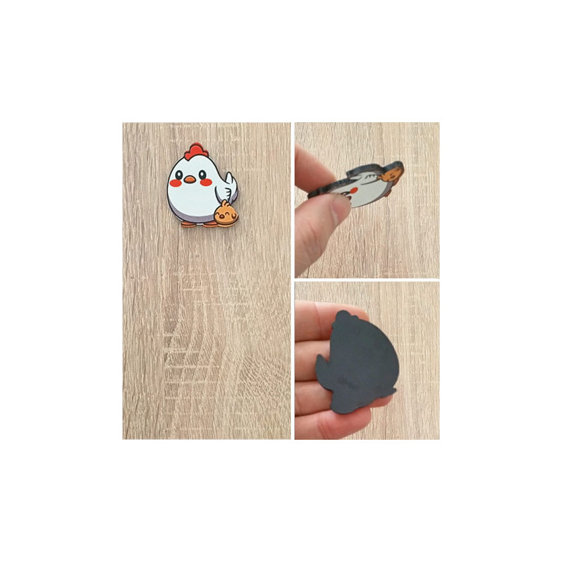 Tavuk ve Civciv Ahşap Magnet