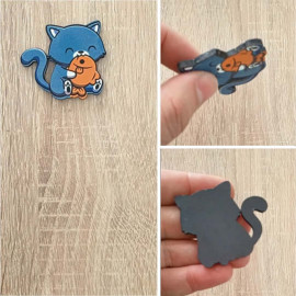 Kedi ve Balık Ahşap Magnet