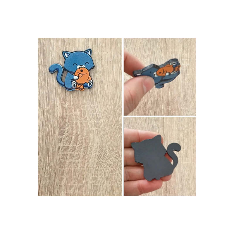 Kedi ve Balık Ahşap Magnet