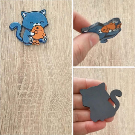 Kedi ve Balık Ahşap Magnet Kedi ve Balık Ahşap Magnet