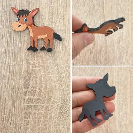 Sevimli Eşek Resim Tutucu Ahşap Magnet
