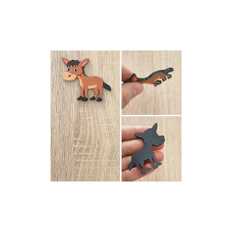 Sevimli Eşek Resim Tutucu Ahşap Magnet