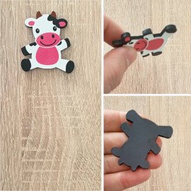 Sevimli İnek Resim Tutucu Ahşap Magnet