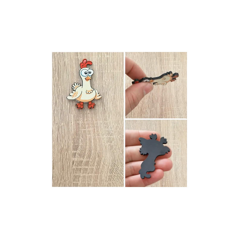 Şaşkın Tavuk Resim Tutucu Ahşap Magnet