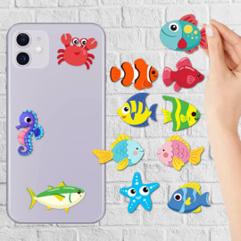 12 Adet Sevimli Balık Şekilli Stickerler