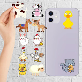 12 Adet Sevimli Çiftlik hayvanları Şekilli Stickerler
