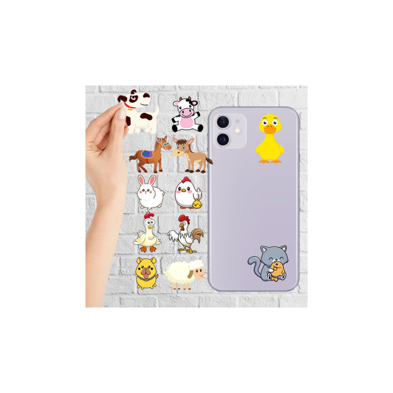 12 Adet Sevimli Çiftlik hayvanları Şekilli Stickerler