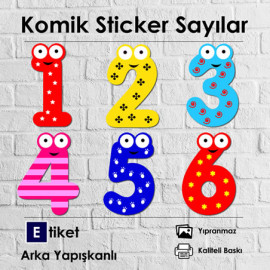 Komik Sayılar Sticker Seti