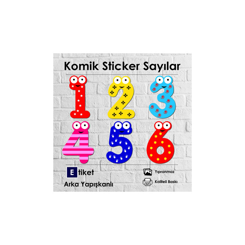 Komik Sayılar Sticker Seti