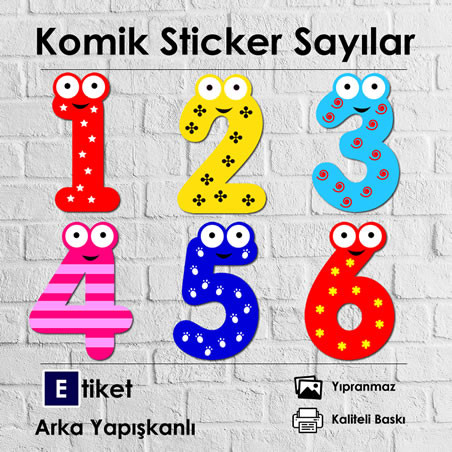 Komik Sayılar Sticker Seti Komik Sayılar Sticker Seti