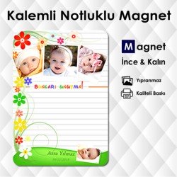 Çiçek Süslemeli Kalemli Magnet