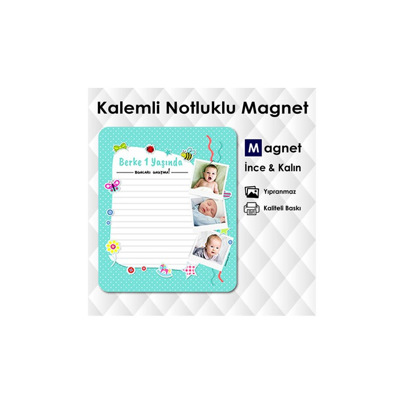 Mavi Tonlarda Kalemli Magnet