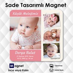 Kız Bebekler İçin Doğum Kartı Magneti