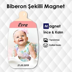 Kız Bebekler İçin Biberon Şekilli Özel Kesim FotoMagnet