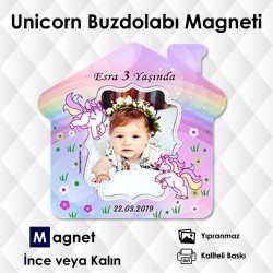 Ev Şekilli Unicorn Doğumgünü Magneti