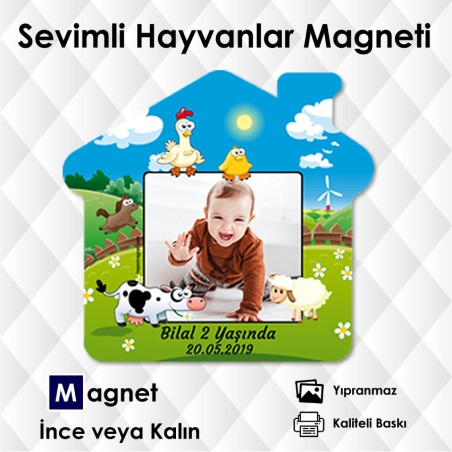 Ev Şekilli Çiftlik Hayvanları Temalı Buzdolabı Magneti