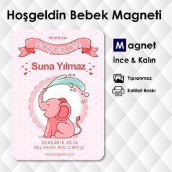 Fil Temalı Hoşgeldin Bebek Magnetleri