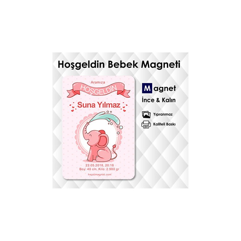 Fil Temalı Hoşgeldin Bebek Magnetleri