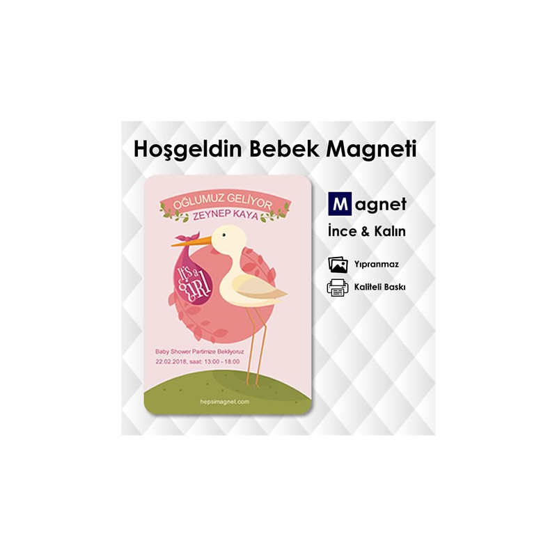 Kızımız Geliyooor - Leylek Temalı Kız Bebek Süsleri