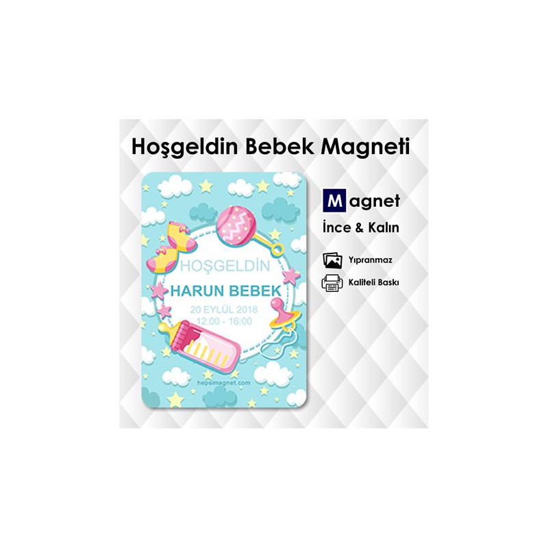 Biberon Temalı Bebek Doğum Magnetleri