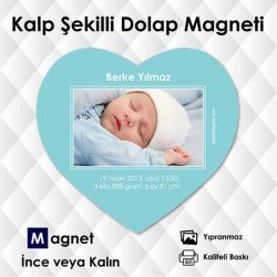 Hoşgeldin Bebek Kalp Şekilli Davetiye Magnet