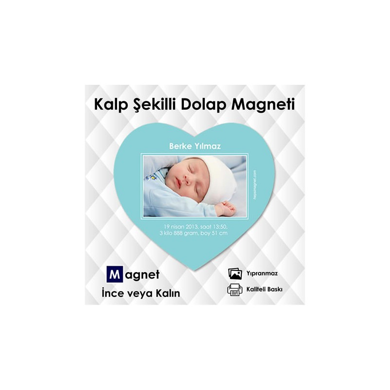 Hoşgeldin Bebek Kalp Şekilli Davetiye Magnet